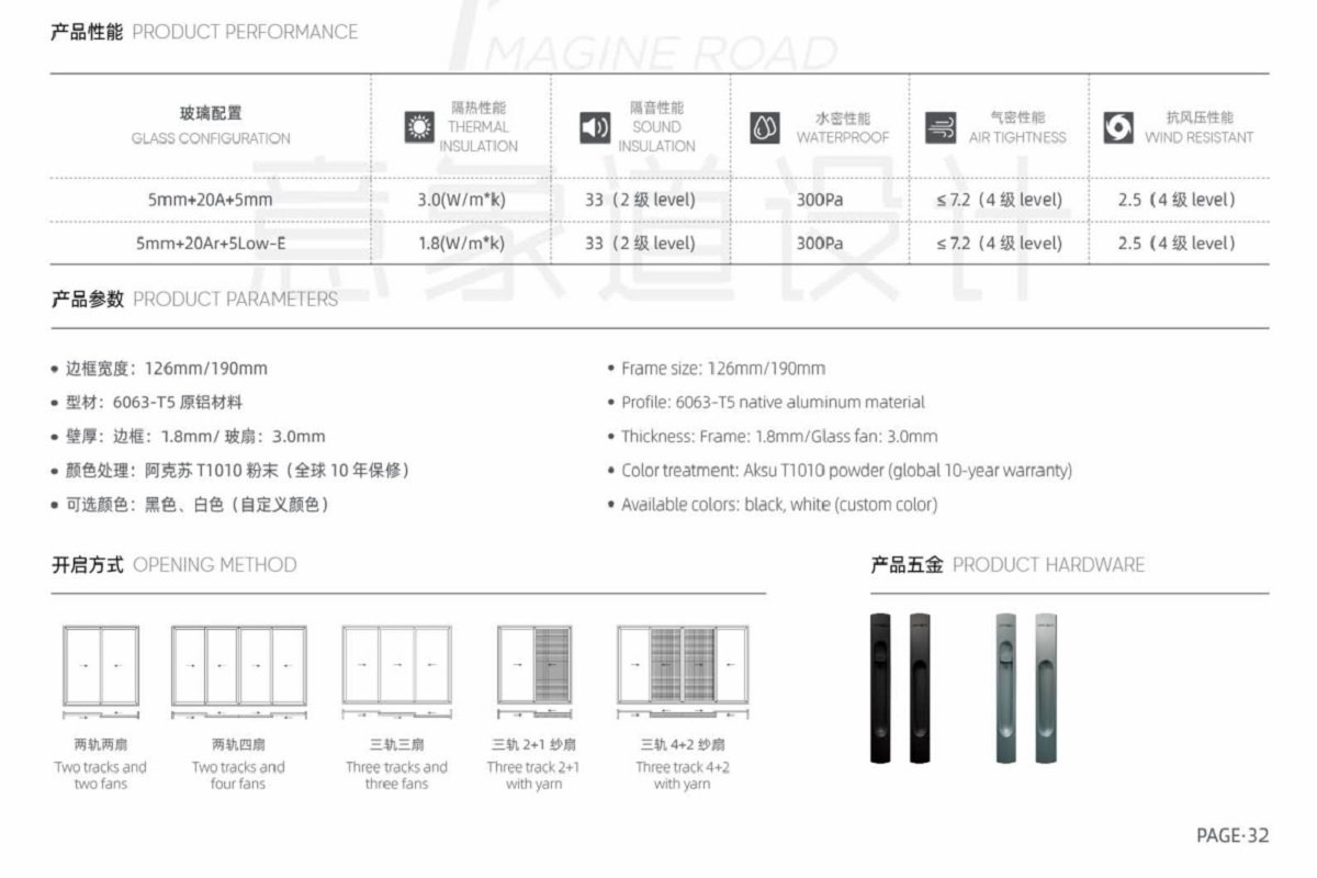 Sliding Glass Door/Heavy Duty Narrow Sliding Door​/Glass Door/Aluminium Door