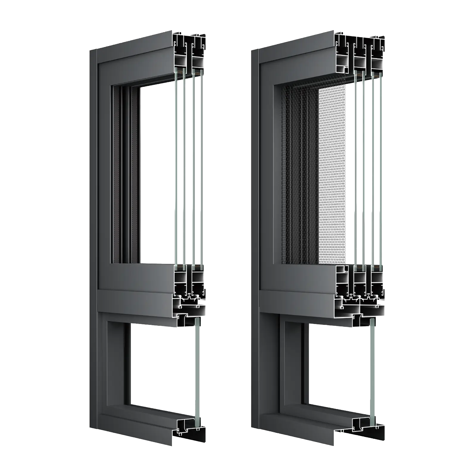 BIOZE 68 and 100 Sliding Window System Profile Cross Section Detail