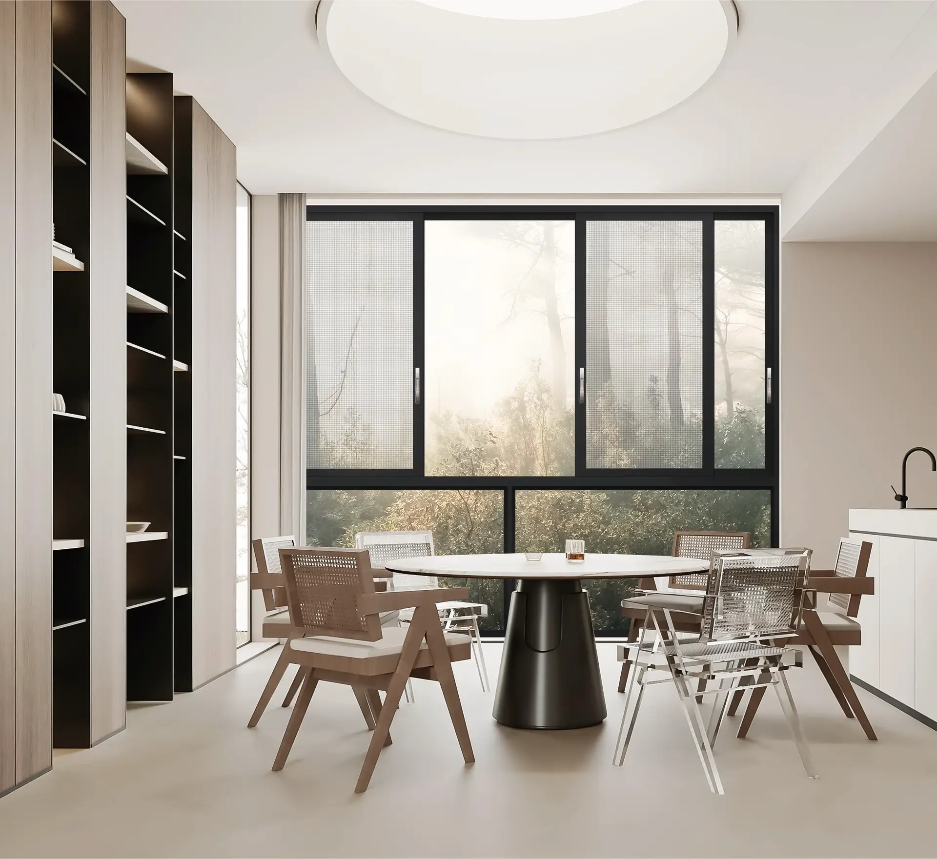 Modern Dining Room featuring BIOZE 100 Sliding Window System