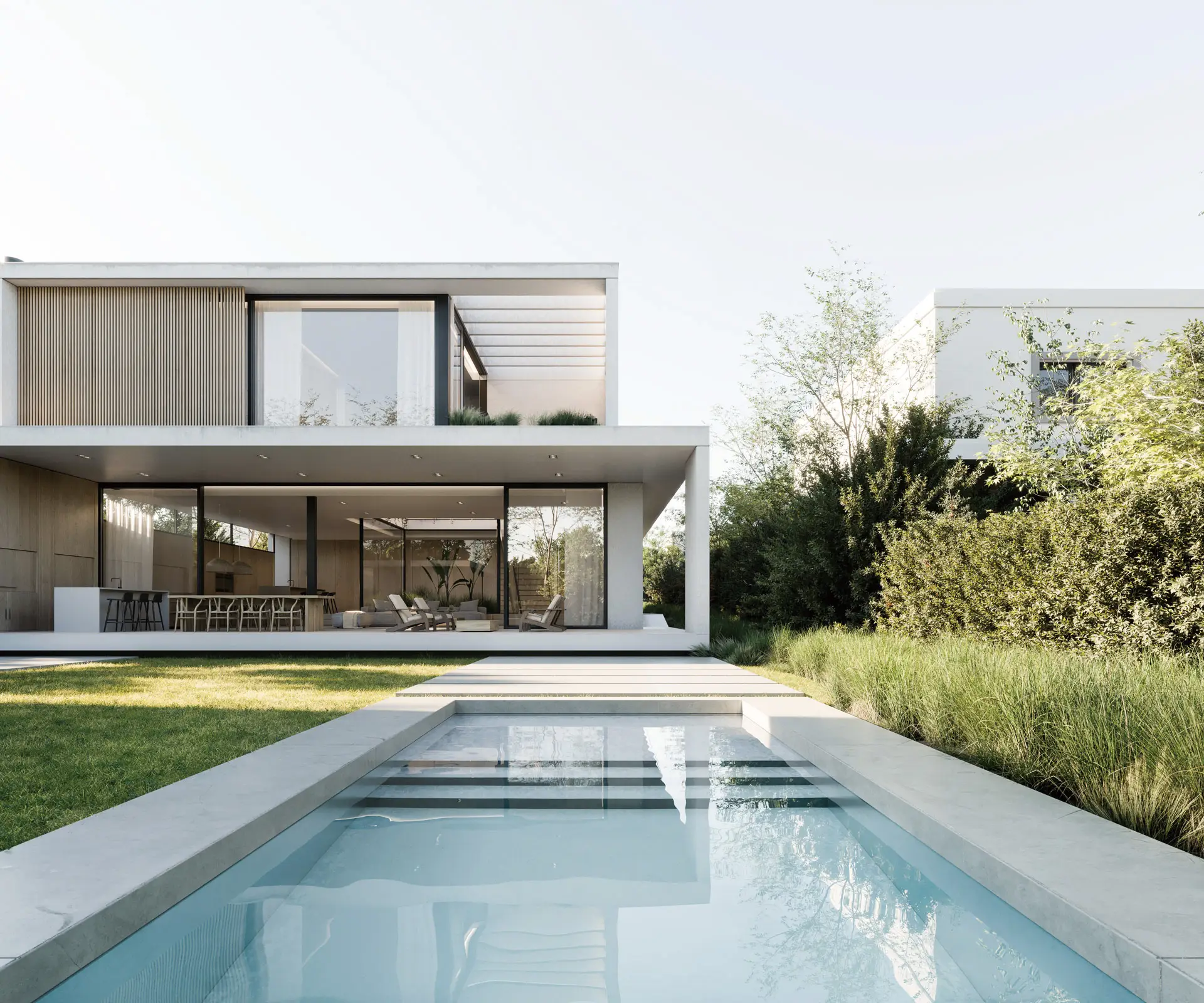 Luxury Modern Villa Exterior featuring BIOZE 150 Panoramic Sliding Door System
