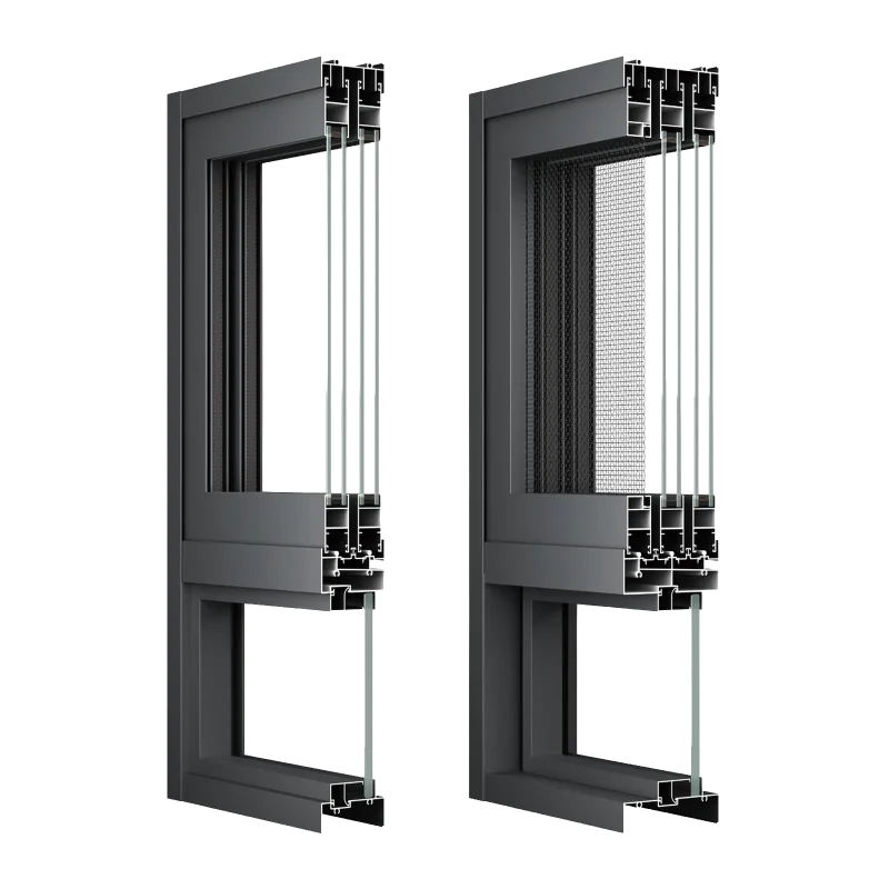 BIOZE 68 and 100 Sliding Window System Profile Cross Section Detail